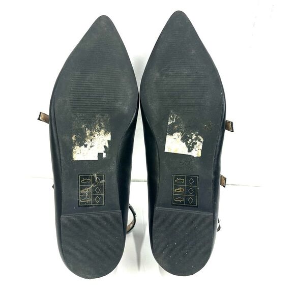 Topshop Women's Black Silver Studded Pointy Toe Strappy Flats Sz 5/38 - Picture 12 of 13